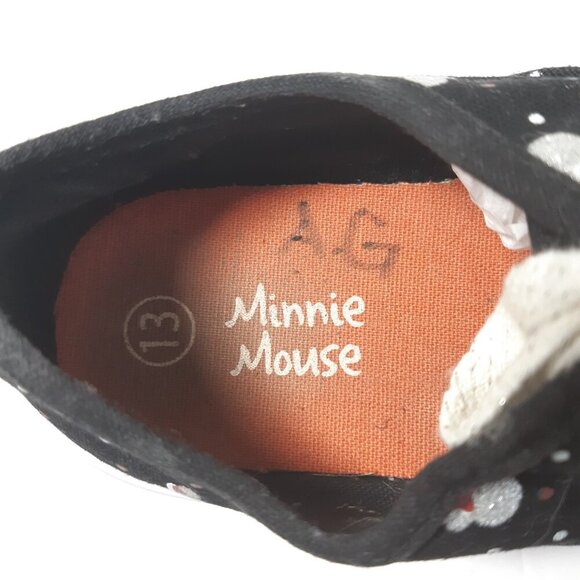 Disney Minnie Mouse Black Red Silver Lace Up Girls 13 Canvas Sneakers Polka Dot - Picture 6 of 7